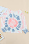 Tie-Dye Boat Neck Batwing Sleeve Tee