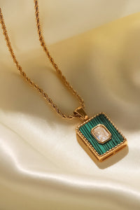 Square Pendant Twisted Chain Necklace