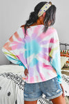 Tie-Dye Boat Neck Batwing Sleeve Tee