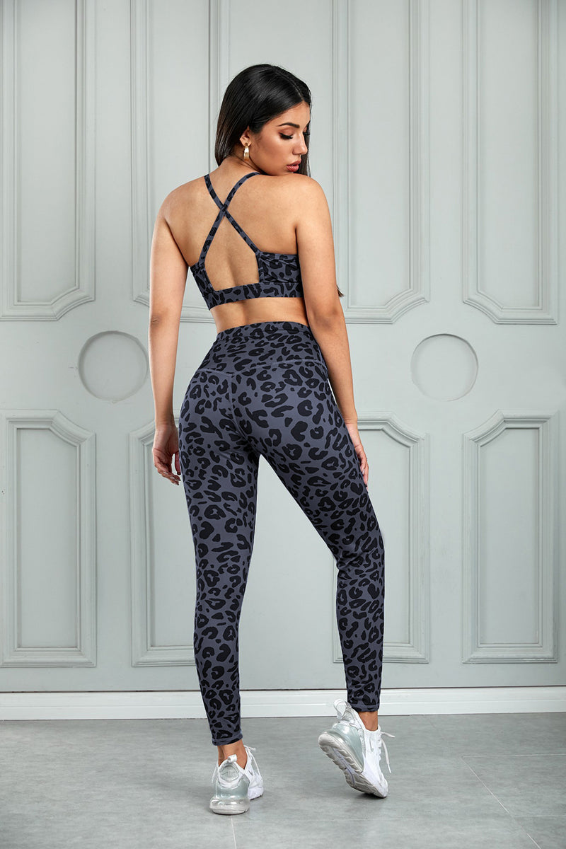 Leopard Cutout Sports Bra and Leggings Set - ONYX ASHE