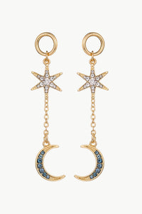 Inlaid Rhinestone Star and Moon Drop Earrings