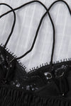 Smocked Eyelash Trim Lace Bralette - ONYX ASHE