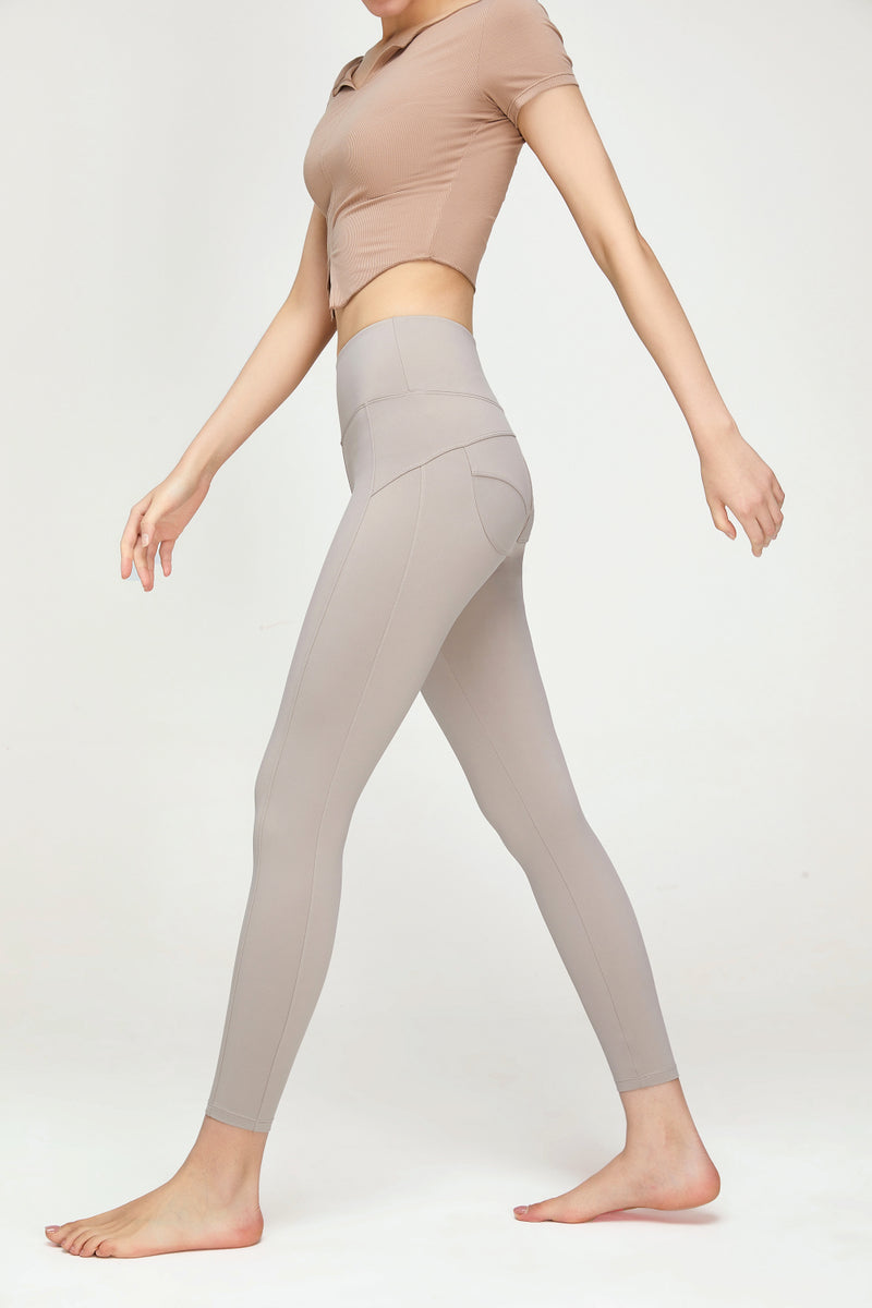 Seam Detail Wide Waistband Sports Leggings - ONYX ASHE