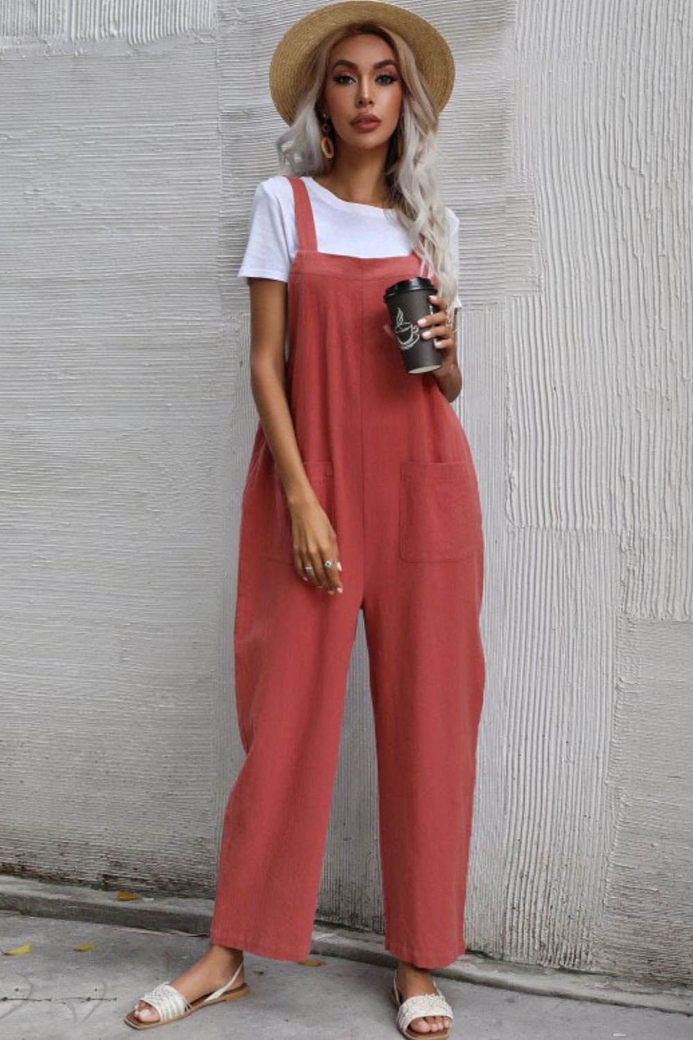 Wide Leg Overalls with Front Pockets - ONYX ASHE