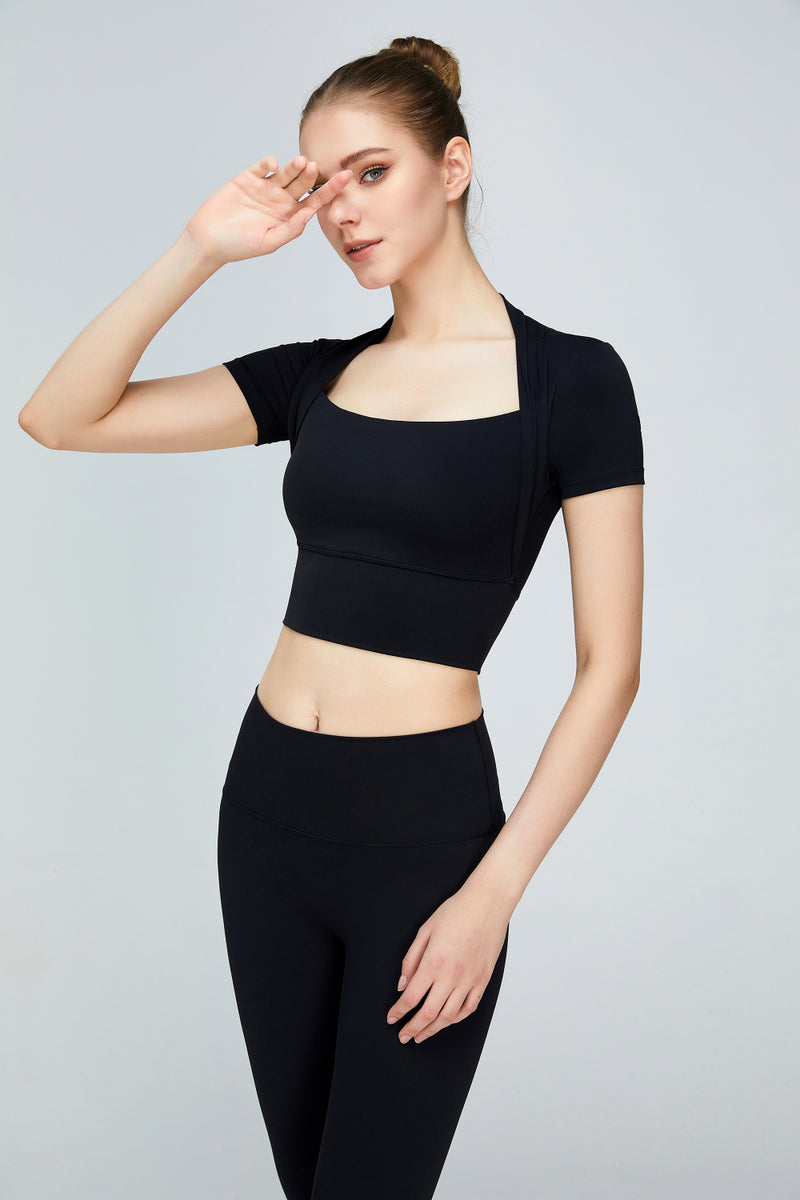 Short Sleeve Cropped Sports Top - ONYX ASHE