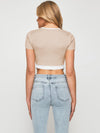 Contrast Trim Pointed Hem Ribbed Crop Top