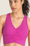 Gathered Detail Halter Neck Sports Bra - ONYX ASHE