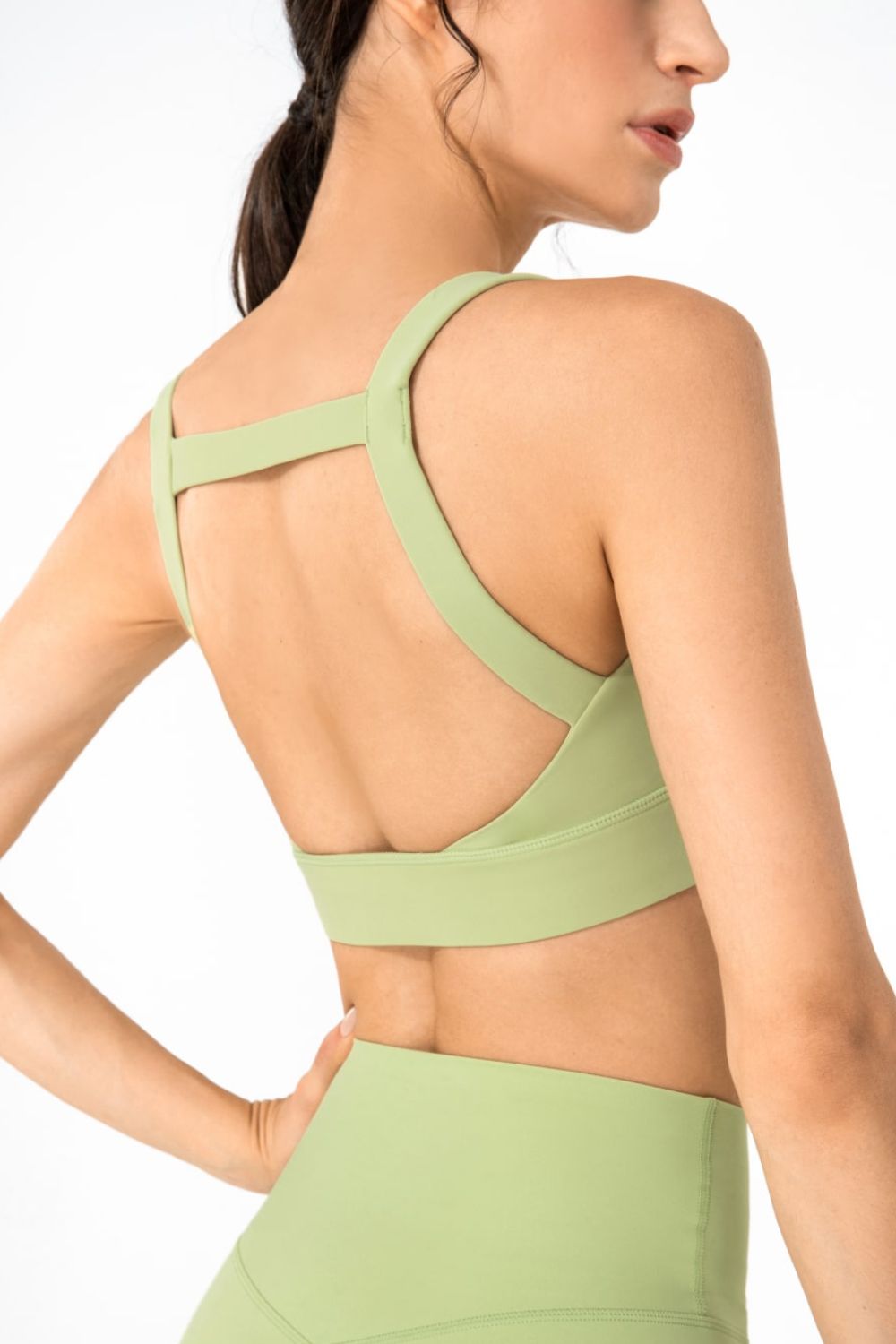 Open Back Pleated Detail Sports Bra - ONYX ASHE