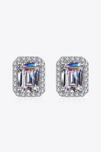 1 Carat Moissanite Rhodium-Plated Square Stud Earrings