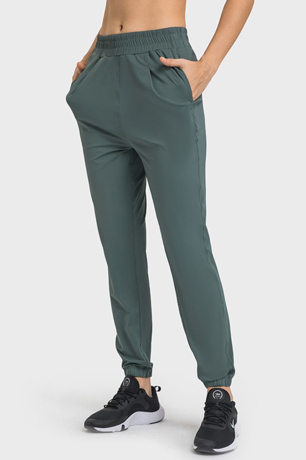 Elastic Waist Yoga Joggers with Pockets - ONYX ASHE