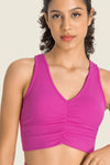 Gathered Detail Halter Neck Sports Bra - ONYX ASHE