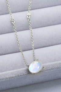 Geometric Moonstone Pendant Necklace