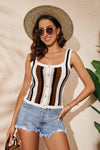 Striped Scalloped Trim Knit Tank