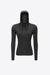 Drawstring Detail Zip Up Sports Jacket with Pockets - ONYX ASHE