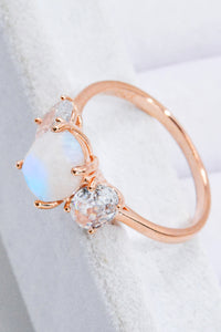 Natural Moonstone and Zircon Ring