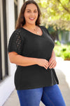 Plus Size Spliced Lace V-Neck Top