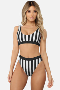 Striped Tank High Waist Bikini - ONYX ASHE