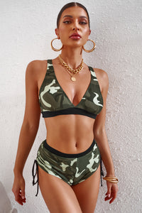 Camouflage Crisscross Tie-Back Bikini Set - ONYX ASHE