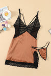 Lace Spice Satin Babydoll with Slit - ONYX ASHE