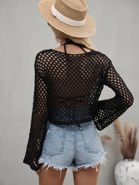 Openwork Flare Sleeve Cropped Cover Up - ONYX ASHE