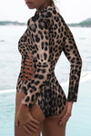 Animal Print Zipper Cut-Out Wetsuit - ONYX ASHE