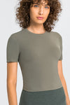 Round Neck Short Sleeve Yoga Tee - ONYX ASHE