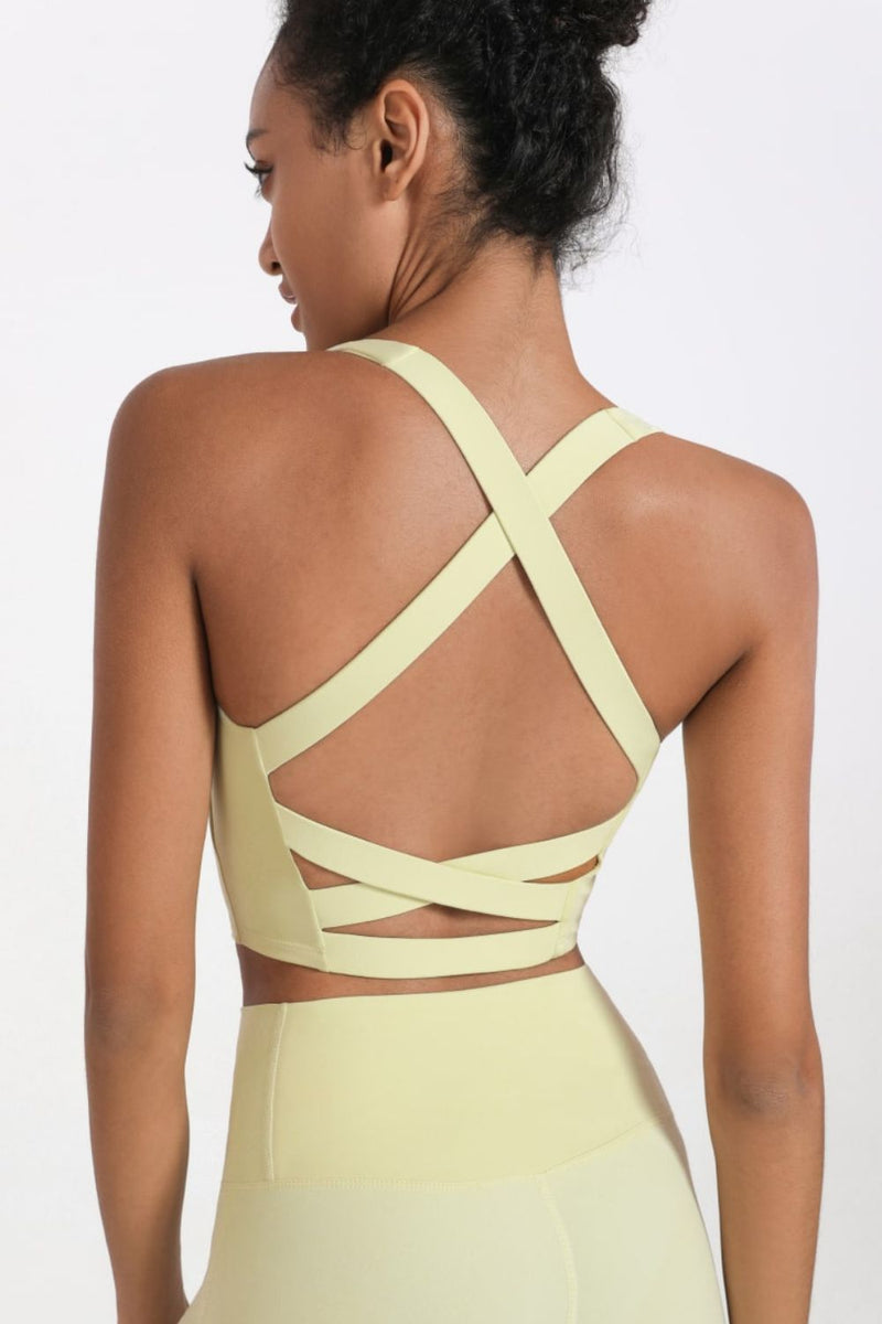 Crisscross Open Back Cropped Sports Cami - ONYX ASHE