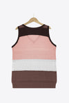 Striped Openwork V-Neck Knit Tank