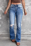 Distressed Flared Jeans with Pockets - ONYX ASHE