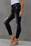 Button Fly Hem Detail Ankle-Length Skinny Jeans - ONYX ASHE