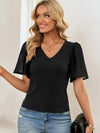 V-Neck Flutter Sleeve Top