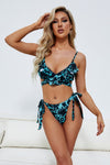 Printed Ruffle Trim Open Back Bikini Set - ONYX ASHE