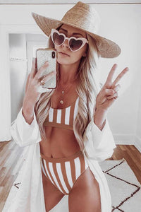 Striped Tank High Waist Bikini - ONYX ASHE