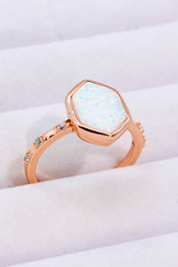 Opal Hexagon 925 Sterling Silver Ring