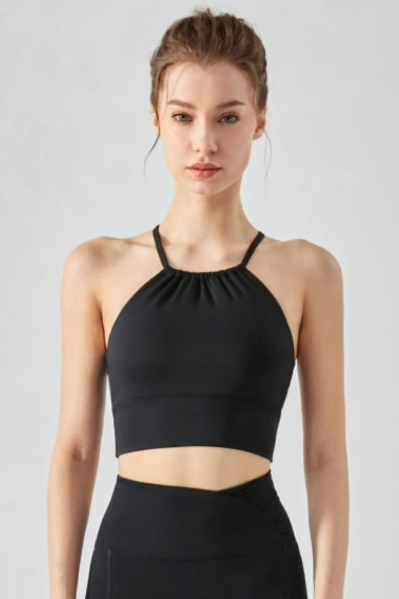 Crisscross Gathered Detail Cropped Sports Cami - ONYX ASHE