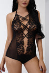 Black Strappy Lace Goth Teddy - ONYX ASHE