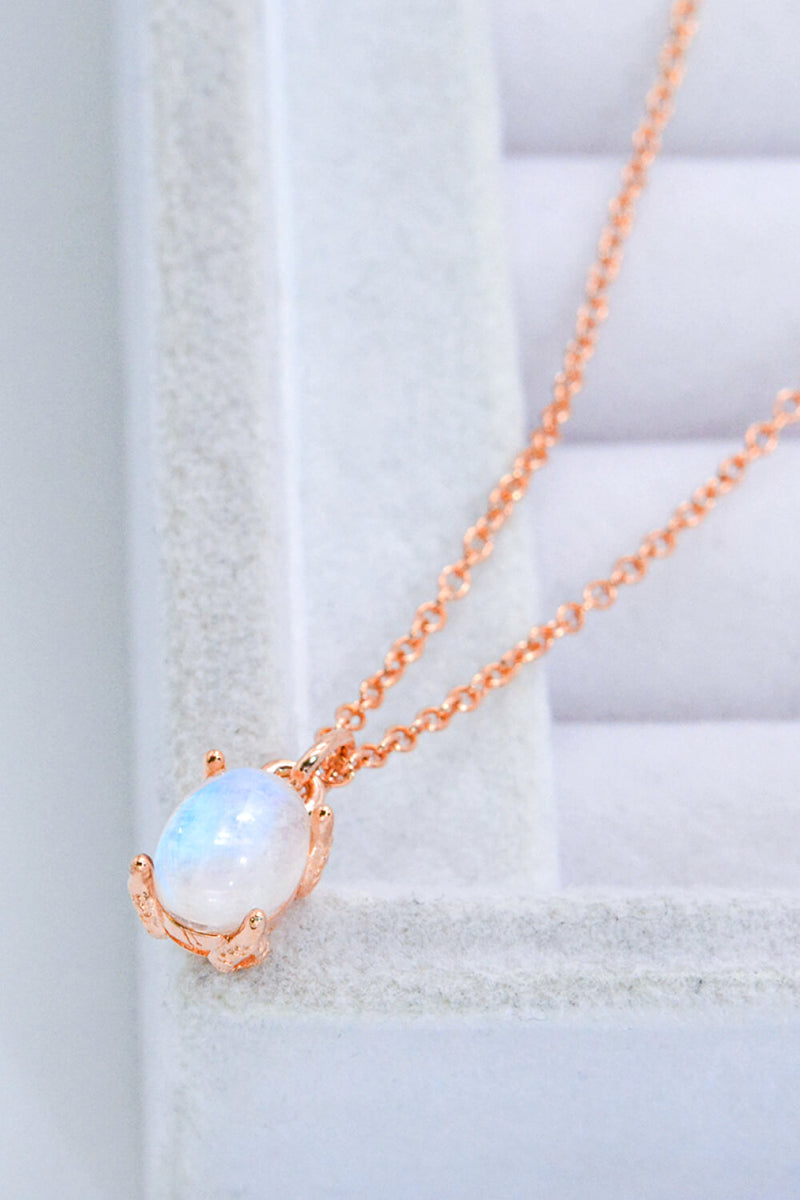 Natural 4-Prong Pendant Moonstone Necklace