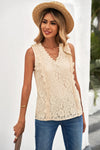 Scalloped V-Neck Lace Tank