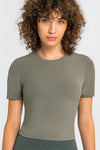 Round Neck Short Sleeve Yoga Tee - ONYX ASHE