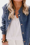 Shoulder Detail Denim Button Down Shirt