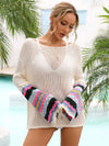 Rainbow Stripe Openwork Boat Neck Cover-Up - ONYX ASHE