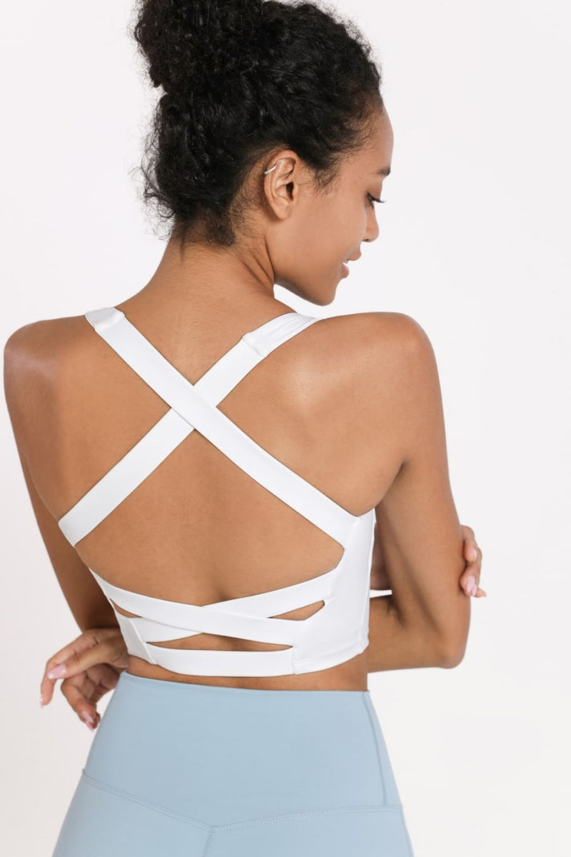 Crisscross Open Back Cropped Sports Cami - ONYX ASHE