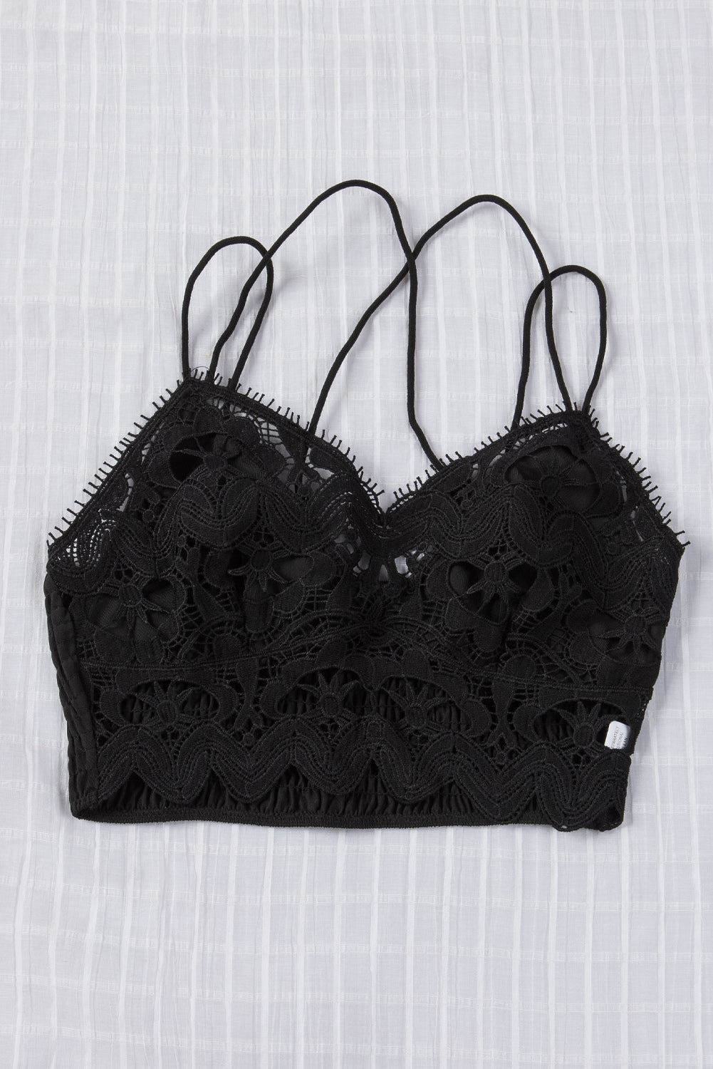 Smocked Eyelash Trim Lace Bralette - ONYX ASHE