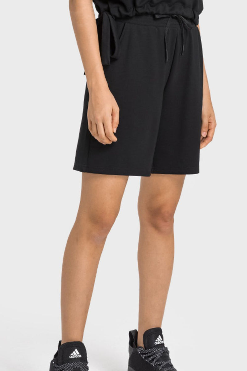 Drawstring Elastic Waist Sports Bermuda Shorts - ONYX ASHE