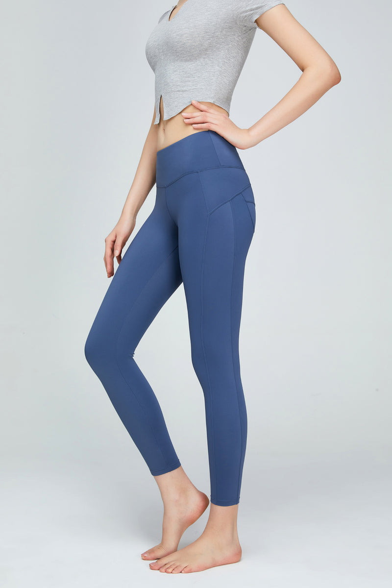 Seam Detail Wide Waistband Sports Leggings - ONYX ASHE