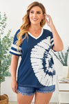 Plus Size Tie-Dye V-Neck Tee Shirt