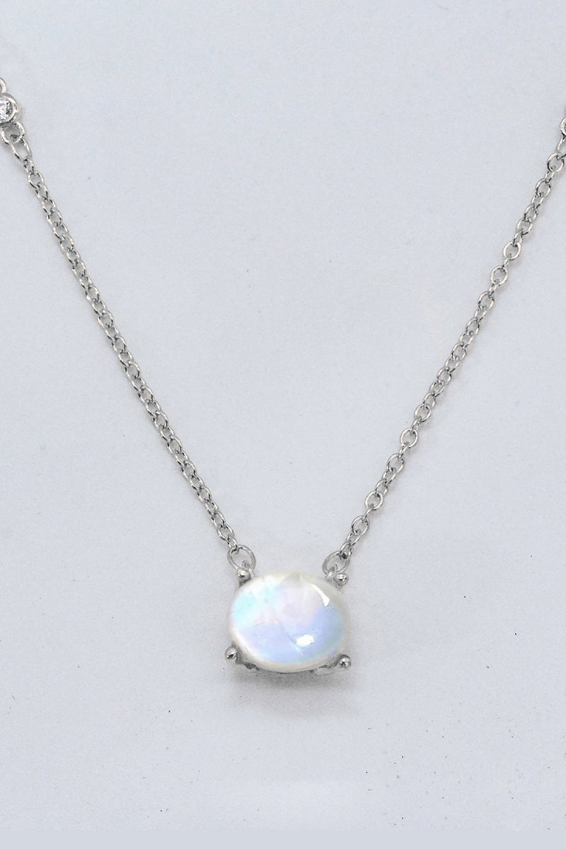 Geometric Moonstone Pendant Necklace