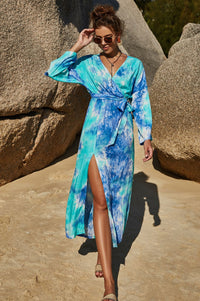 Tie Dye Wrap Maxi Dress