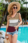 Striped Openwork V-Neck Knit Tank