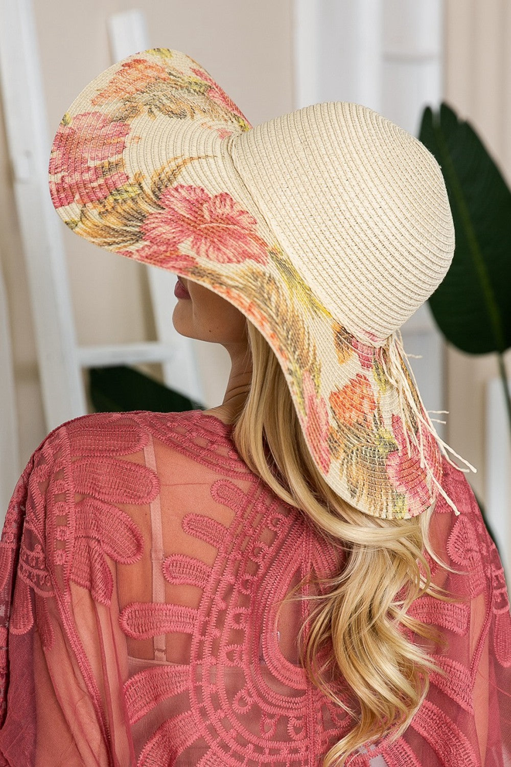 Justin Taylor Floral Bow Detail Sunhat - ONYX ASHE